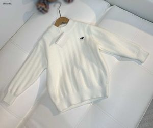 Luxury Baby Sweater Pure White Boys Hoodie Size 110-160 Winter Kids Designer Kläder Kontrast Logo Toddler Pullover Jan10