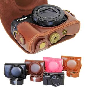 Pu Leather Camera Case For Canon Powers G7X Mark 2 G7X II G7X III G7X3 G7X2 G7XII Digital Camera Bag Cover strap 240104
