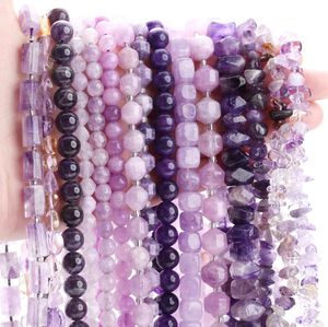 Boxes AAA Natürliche Amethysten Edelstein Perlen Lila Quarze Unregelmäßige Form Lose Spacer Diy Perlen für Schmuck Machen Armband Halskette