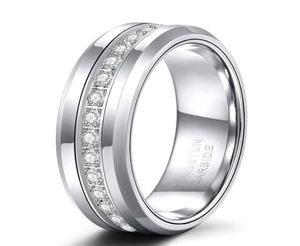 Anéis de casamento 8mm bandas de tungstênio masculino com zircônia cúbica na moda anel de eternidade unissex incrustado alto polonês tamanho 7137689510