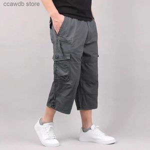 Men's Shorts Men's Cargo Shorts Summer Loose Casual Pants Elastic Waist Large Size Outdoor Jogging Sweatpants Trend Multi Pockets T240105