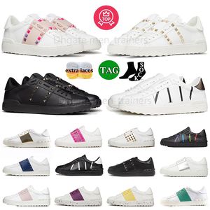 Luxo Homens Mulheres Casual Vestido Sapatos Open Change Low Sneakers Verde Preto Branco Vermelho Dourado Top Couro Graffiti Mocassins Plataforma Valentinity Treinadores Eur 36-46