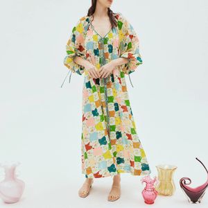 australian designer dress silk mixed cotton printed loose fitting dress