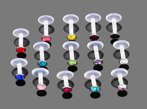 Lampadario pendente 14 Pz / lotto Bioplast Trago Piercing Labbro Piercing Labret Anello lage Orecchini a bottone Anelli Gioielli per il corpo4815771