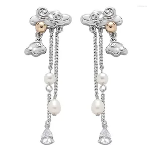 Dangle Earrings Eetit Exquisite Imitation Pearls Metal Chain Long Tassel Cloud Drop Temperament Zinc Alloy Stylish Jewelry Femme Gift
