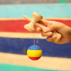 Tricolor Wooden Kendama Toy Professional Skillful Juggling Ball Education Traditional Game Toy For Children Gift 240105