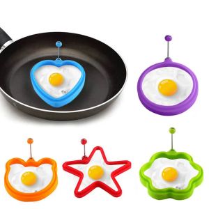 Silicone Fried Egg Mold Breakfast Egg Pancake Mold Frying Egg Tools with Stainless Steel Handle Kitchen Restaurant Cooking Tools LL