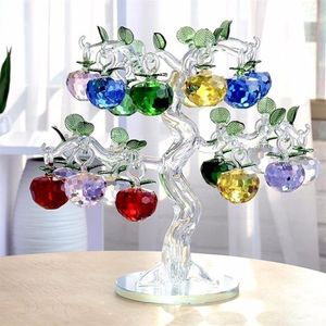 Crystal Bpple Tree Ornament Fengshui Glass Crafts Home Decor Figurines 크리스마스 년 선물 기념품 장식 장식 201130232o