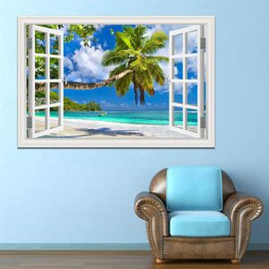 Adesivi murali Decorazioni per la casa Summer Beach Coconut Tree Immagine Decalcomanie in vinile rimovibili Paesaggio Carta da parati Decorazione moderna 210615280C