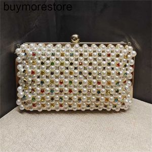 Designer Women Clutchs Bag Bottegaaveneta Dinner Woven äkta läder Pearl Bag 2023 Instagram Korean Edition Fashion Handwoven Bag Immortal Girl Chain Banqq