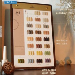 GLENYS 24 Color Autumn and Winter Nail Polish Gel Semi Permanent UV LED Immersion Gel Nail Enhancement Art Set 240105