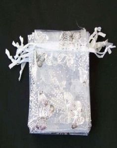 20X30CM 100 pezzi sacchetti regalo in organza per gioielli da sposa con farfalle bianche 70x90 mm Sacchetti per feste Pouches7117532