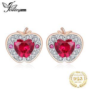 Pudełka Jewelrypalace Nowe przybycie Apple Heart 2CT Stworzone Ruby Sterling Sier Coldings For Woman Stohstone Fine Jewelry