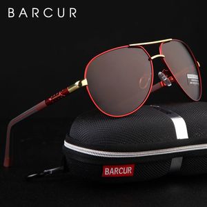 BARCUR Aluminium Vintage Herren Sonnenbrille Männer Polarisierte Beschichtung Klassische Sonnenbrille Frauen Schatten Männlich Fahren Zubehör Brillen 240104