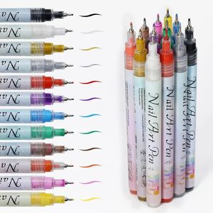 Clou Beaute 12pcsset Graffiti Nail Gel Polish Pen Brush Colorido À Prova D 'Água 3D DIY Pintura Liner Quick Air Dry Manicure Ferramenta 240105