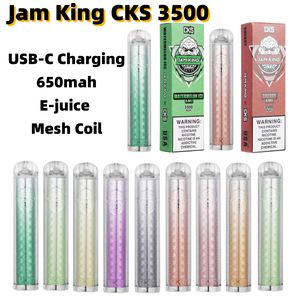 Original Vaper Desechables EU Warehouse Jam King CKS 3500 Puff E-Zigaretten-Vaper USB-C Charging Mesh Coil Puff 2800 6 ml vorgefüllt 650 mAh wiederaufladbar