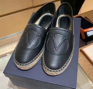 Najwyższej jakości luksusowe projektanci Starboard Espadrilles wytłaczane logo buty z wygiętą skórzane mieszkania Mokasyna ręcznie wykonane dla kobiet Factory Factory Factory Factory Factory Factory
