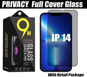 PRIVACIDAD Protector de pantalla de vidrio antiespía para Iphone 14 13 12 12 mini pro max xr xs 6 7 8 Plus vidrio templado de cubierta completa con venta al por menor8335686