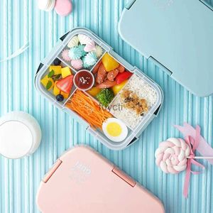 Bento Boxes New Portable Leakproof Kids Bento Box Creative Cartoon Children Lunch Box with Compartments Microwave Food Storage Container YQ240105