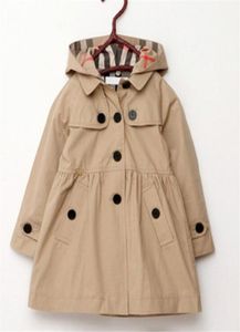 Nya barnkläder Spring Autumn Girl Princess Coat Solid Color Medium Long Single Breasted Trench Kids Girls Baby Outerwear1328846