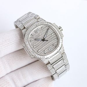 Pełny diamentowy zegarek zegarki damskie Automatyczny ruch mechaniczny 35 mm Pasku ze stali nierdzewnej Sapphire Waterproof Montre de Luxe Wysokiej jakości zegarek