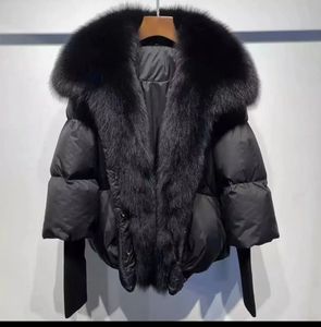Winter Frauen Warme Mantel Übergroßen Echt Fox Pelz Kragen Dicke Luxus Oberbekleidung Mode 90% Gans Unten Jacke 240105