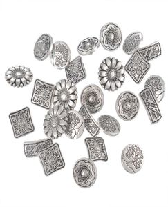 50PCs Mixed Antique Silver Tone Metal Buttons Scrapbooking Shank Buttons Handmade Sewing Accessories Crafts DIY Supplies8968806