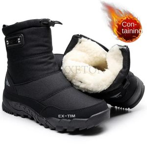 Snow Boots Men Hiking Shoes Waterproof Winter with Fur Nonslip Outdoor Platform Thick Plush Warm 240105