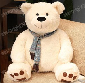 35cm urso de pelúcia marrom com cachecol brinquedo de pelúcia adorável macio ursos brancos travesseiro animal de pelúcia bonecas macias para o aniversário do miúdo gift1591556