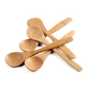 13cm Round Bamboo Wooden Soup Tea Coffee Honey Spoon Spoon Stirrer Mixing Cooking Tools Catering Kitchen Utensil C0623X15 LL