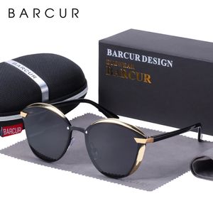 Barcur Fashion Polarised Women Solglasögon Rund Sun Glass Lads Lunette de Soleil Femme 240104