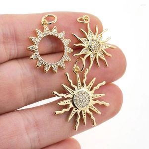 Pendant Necklaces Personalized CZ Sun Necklace Gold Plated Zircon Inlaid Waterproof Jewelry DIY Making Men Women Accessories Findings