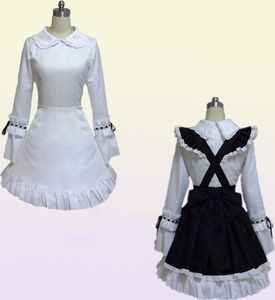 Halloweenowe kobiety mężczyźni cosplay kostium pokojówka fartuch kawiarnia servnat lolita retro seksowna koronkowa Rucha Rękawica Bodydoll sukienka 9563760