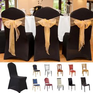 Siyah spandeks sandalye kapağı streç çıkarılabilir slipcover yemek odası düğün Noel partisi ziyafet doğum günü dekorasyonu 50/100pcs 240104