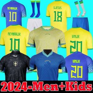 S-4XL Brasil Neres Coutinho Soccer Jersey 2024 Camiseta de Futebol Brazils G.Jesus Vinicius JR 24 25 Marcelo Football Shirt Men Kid Kit Set Uniforms
