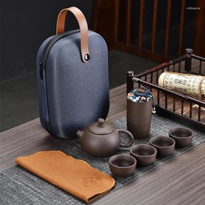 Teaware Set 8 Style Purple Sand Tea Set Chinese Portable Travel Ceramic With Storage Bag High-End Gift Kunder Business