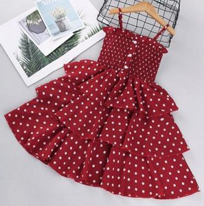 Girl039s Kleider 2021 Kleinkind Kind Baby Girls039 Rot Polka Dot Druck Hosenträger Ärmellose Prinzessin Cascade Kleid Silm Sl7201602