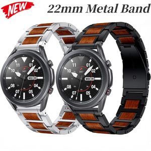 22mm Metal Rosewood Strap Watch 3 Gear S3 4 Pro GT432 trälvband Amazfit Gtr 4stratos Belt 240104