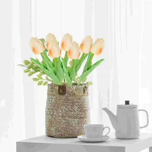 Flores decorativas 10 Pcs Flor Artificial Tulipas Buquê Decoração Po Prop Ramo Casamento Falso Casa Planta Falsa Adornar