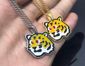 Europe America Fashion New Style Men Chain Halsband Lady Women Silver-färg Metal med V ENAMEL TIGER PENDANT Sweater Chain Mp32316667702