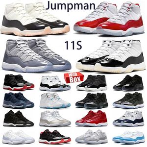 Jumpman 11s basketskor män kvinnor 11 körsbär cool grå cement grå uppfödd mössa och klänning gamma blå herr tränare sport sneakers med låda