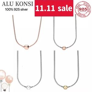 Halsband Original Sterling Sier Pan Necklace Clasp Snake Chain Halsband Fit Bead Charms For Women Fashion Jewelry