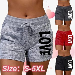 Skirts Summer Shorts Women's Love Printed Quick Drying Shorts Yoga Shorts Women's Leisure Sports Fiess Shorts High Waist Drawstring E