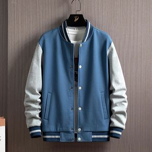 Män basebolljacka Single Breasted Patchwork Casual Baseball Uniform Coat Man Jaqueta Masculino Bomber Jacket 240105