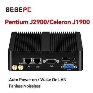 Mini PC Industrialless Mini PC Celeron J6412 J1900 N2840 Dual Lan Gigabi HD IOT Windows10/11 Linux Set Top Box HTPC 240104