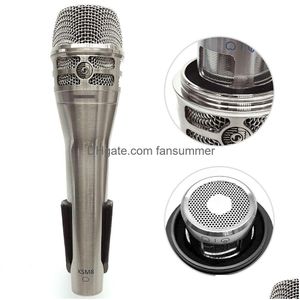 Microfoni Microfono palmare dinamico professionale per Shure Ksm8 Karaoke cablato con clip Microfono da studio stereo di alta qualità Drop Deliv Dhu39