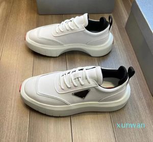 Moda masculina sapatos casuais fundos grossos tênis de corrida itália originais elástico baixo topos branco preto couro distintivo designer atlético