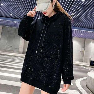 女性用ジャケットプラスサイズ6xl 150kgフリース濃厚なアウトウェアフード付き秋の冬の黒トップトップ女性カジュアルストリート服