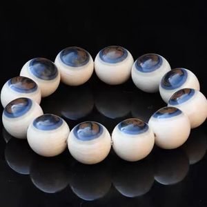 Natural marfim olhos azuis pulseira para homens e mulheres material de gelo buda grânulo redondo mão jóias namorado presente 240104