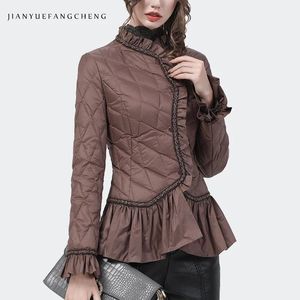 Jaquetas femininas elegantes sereia para baixo jaqueta 2021 inverno novo quente leve pato branco para baixo acolchoado casaco fino curto jaquetas casuais